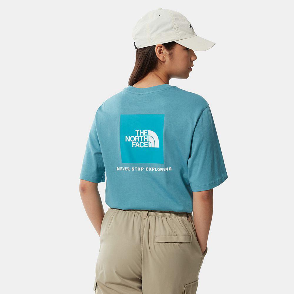 The North Face Relaxed Redbox Γυναικεια T Shirt - Μπλε (GMON87360)